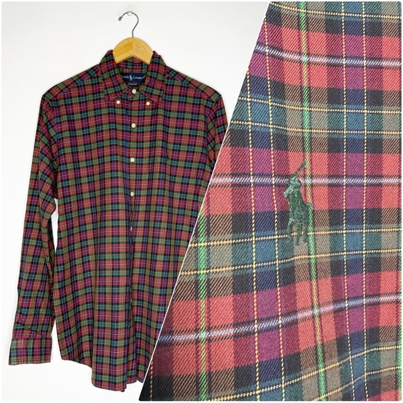 Ralph Lauren Plaid Long Sleeve Button Down Shirt Mens Size Medium - Picture 1 of 7